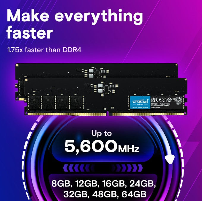 Crucial DDR5 5600Mhz Udimm Desktop 8GB | 16GB | 32GB | 64GB