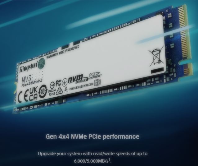 Kingston NV3 M.2 NVMe PCIe Gen4 2280 SSD 500GB | 1TB | 2TB | 4TB