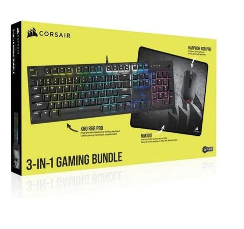 Corsair 3-in-1 Gaming Bundle (K60 RGB PRO KB + HARPOON Mouse +MM300 Mouse Pad)
