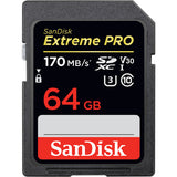 SDSDXXY Extreme Pro SD Card | U3, C10, V30, UHS-I, R170MB/s, W90MB/s | 64GB | 128GB | 256GB | 512GB