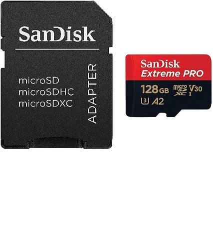 SanDisk Extreme Pro microSDXC SQXCD V30 U3 C10 A2 UHS-I w/SD Adaptor | 200MB/s R | 90MB/s W - 128GB