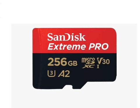 SanDisk Extreme Pro microSDXC SQXCD V30 U3 C10 A2 UHS-I w/SD Adaptor | 200MB/s R | 140MB/s W - 256GB