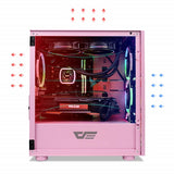 DLM21 Pink mATX Case with Tempered Glass Side Panel and Mesh Front Panel [No Fans Included]