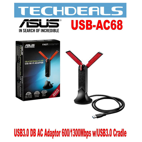 Asus USB-AC68 USB 3.0 Dual-Band AC Adaptor 600/1300 Mbps with USB 3.0 Cradle