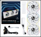 Lian Li UNI FAN TL Wireless LCD 120mm RGB – 1 & 3 Pack, Black/White, 3-Year Warranty