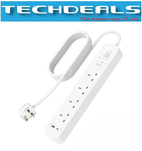 Belkin SRB001af2M 4-OutletSurge Protector w/1xUSB-C & 1xUSB-A