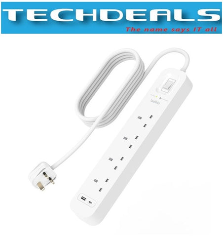Belkin SRB001af2M 4-OutletSurge Protector w/1xUSB-C & 1xUSB-A