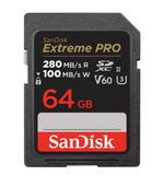 Extreme Pro SDXC,64GB, V60, U3, C10, UHS-II, 280MB/s R, 100MB/s W, 4x6