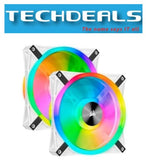 Corsair QL Series, White QL140 RGB, 140mm RGB LED Fan, Dual Pack with Lighting Node CORE
