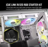 CORSAIR RX RGB Series, iCUE LINK RX120 RGB White, 120mm Fan, Triple Pack (Starter Kit)