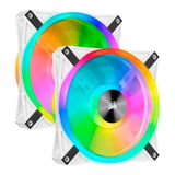 Corsair QL Series, White QL140 RGB, 140mm RGB LED Fan, Dual Pack with Lighting Node CORE