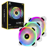 Corsair LL120 RGB 120mm Dual Light Loop White RGB LED PWM Fan Triple Pack w/ Lighting Node PRO