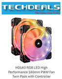 HD140 RGB LED High Performance 140mm PWM Fan — Twin Pack with Controller