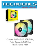 Corsair iCUE AF120 RGB SLIM, Fluid Dynamic RGB Fan, Black - Dual Pack