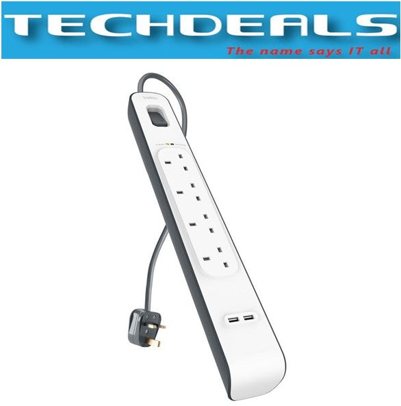 Belkin BSV401SA2M 4-Outlets 2M Surge Protection Strip w/2xUSB
