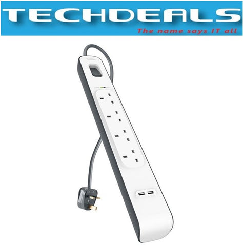Belkin BSV401SA2M 4-Outlets 2M Surge Protection Strip w/2xUSB