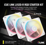 CORSAIR iCUE LINK LX120-R RGB 120mm PWM Reverse Fans Starter Kit - White