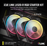 CORSAIR iCUE LINK LX120-R RGB 120mm PWM Reverse Fans Starter Kit