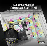 CORSAIR iCUE LINK QX120 RGB WHITE, 120mm Magnetic Dome RGB Fan, Starter Kit (Triple Fan Kit)