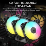 CORSAIR RS120 ARGB 120mm PWM Fans Triple Pack - Black