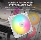 CORSAIR RS140 ARGB 140mm PWM Fan, Single Pack - White