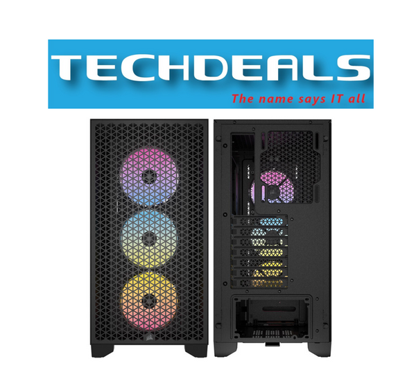 Corsair 3000D Airflow RGB Mid-Tower PC Case - Black - 3x AR120 RGB Fans