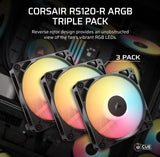 CORSAIR RS120-R ARGB 120mm PWM Reverse Fans Triple Pack, Black