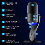 LOGI YETI GX DYNAMIC RGB GAMING MICROPHONE BLK 2Y