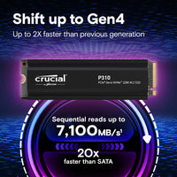 Crucial P310 1TB PCIe Gen4 NVMe 2280 M.2 SSD with heatsink 1TB/2TB/4TB