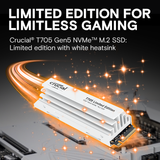 Crucial T705 PCIe 5.0 NVMe M.2 SSD with limited edition white heatsink