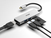 D-Link 5-in-1 USB-C Hub with HDMI and SD/microSD Card Reader DUB-M530