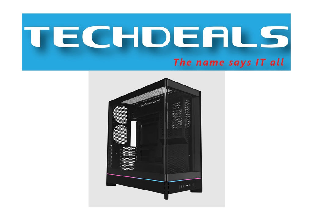 MONTECH HS02 ATX Mid-Tower Case – Black / White (Tempered Glass, Reversible Layout)