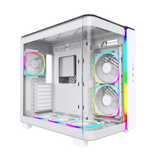MONTECH King 95 Pro ATX Mid-Tower Case — Black & White (Curved Tempered Glass, Dual-Chamber, 6 ARGB Fans)