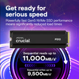 Crucial P510 PCIe Gen5 NVMe 2280 M.2 SSD with heatsink 1TB/2TB