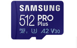 Samsung PRO Plus MicroSDXC UHS-I, U3, V30, A2 Card w/Adapter, Read up to 160MB/s Write up to 120MB/s - 512GB