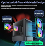 Okinos 314 M-Atx ARGB 3Fan Front Mesh Case Black