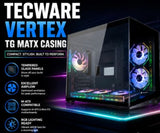 Tecware Vertex TG Matx Casing w/ 6 x Lumi ARGB Fans - Black
