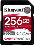 Kingston CANVAS REACT PLUS SD 32GB / 64GB / 128GB / 256GB Class 10, UHS-II, U3, V90 300/260MB/s