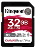 Kingston CANVAS REACT PLUS SD 32GB / 64GB / 128GB / 256GB Class 10, UHS-II, U3, V90 300/260MB/s