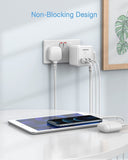 Tessan 224-GR Wall Socket Extender w/2*AC Outlet and 3*USB Ports Wall Charger