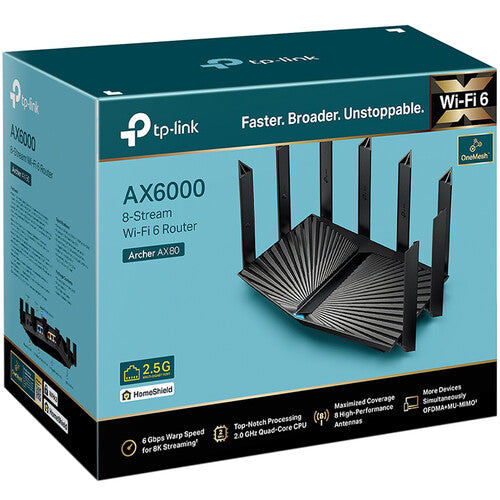 Tp-Link Archer AX80 AX6000 8-Stream Wi-Fi 6 Router with 2.5G Port