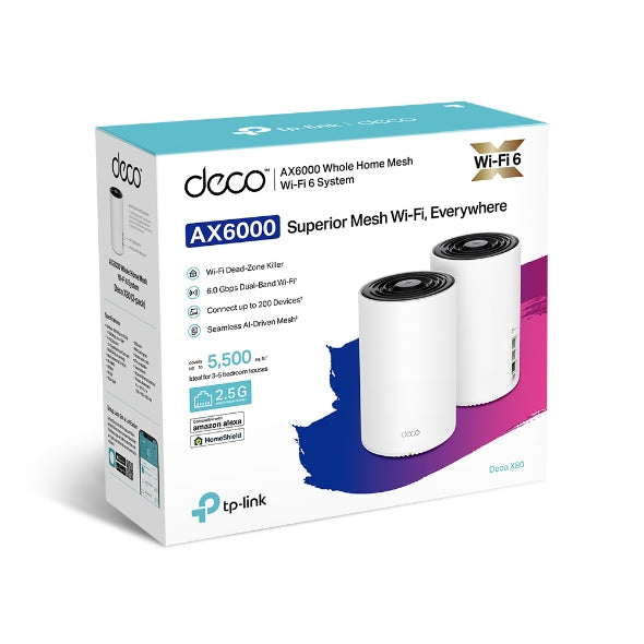 Tp-Link Deco X80 (2-Pack) AX6000 Dual-Band Mesh WiFi 6 System