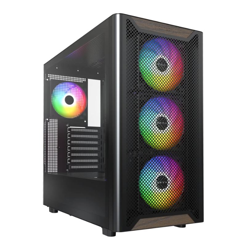 Montech XR Wood ATX 4xARGB TG Case BLACK/WHITE
