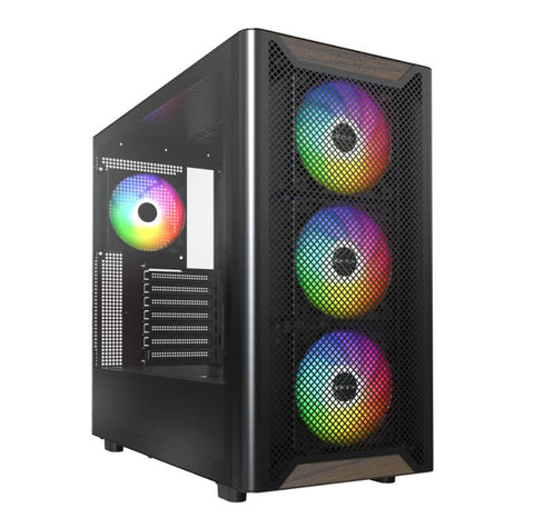 Montech XR Wood ATX 4xARGB TG Case BLACK/WHITE