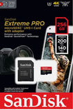 SanDisk Extreme Pro microSDXC SQXCD V30 U3 C10 A2 UHS-I w/SD Adaptor | 200MB/s R | 140MB/s W - 256GB / 512GB