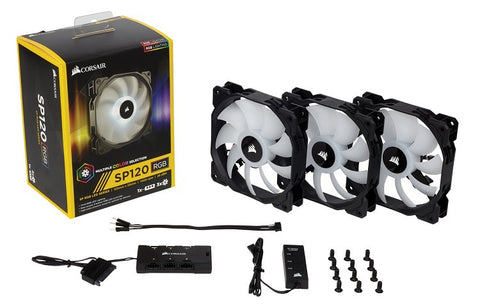 Corsair SP120 RGB LED High Performance 120mm Fan — Three Pack with Controller (0.72 KG)