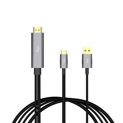 Flujo X-30 2 in 1 USB C to HDMI and USB charging Cable (Grey) Charging / Data Transfer Grey