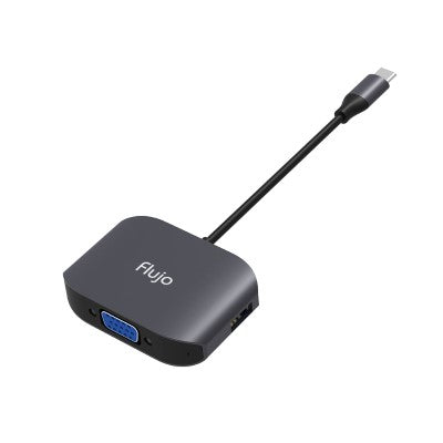 Flujo CH-28 USB-C to VGA - 1 x VGA Port, 1 x USB3.0, 1 x USB2.0 Type C Grey