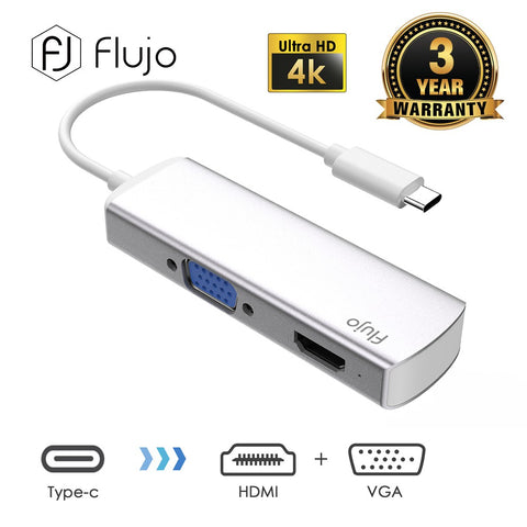 Flujo CH-56 Flujo CH-56 USB C to HDMI & VGA Adapter(Silver) Type C Silver