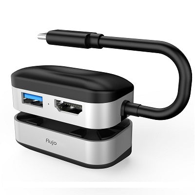 Flujo JD-01 Laptop Stand With USB C Cable - 1 x HDMI Port, 1 x USB3.0 Type C Silver